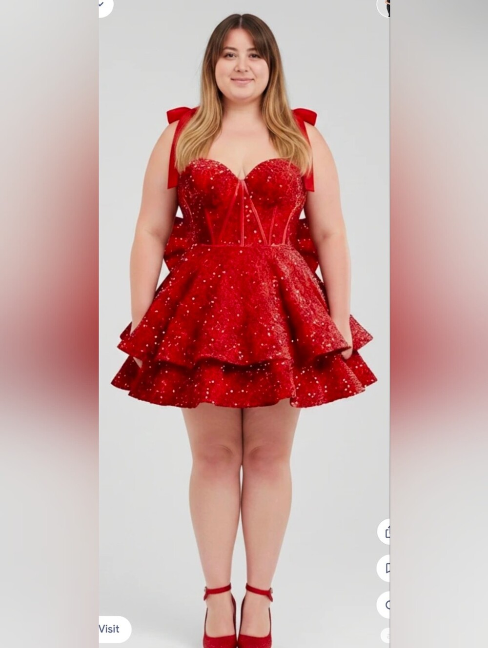 Red Crushed Velvet Sequin Mini Dress With Removable Bow
